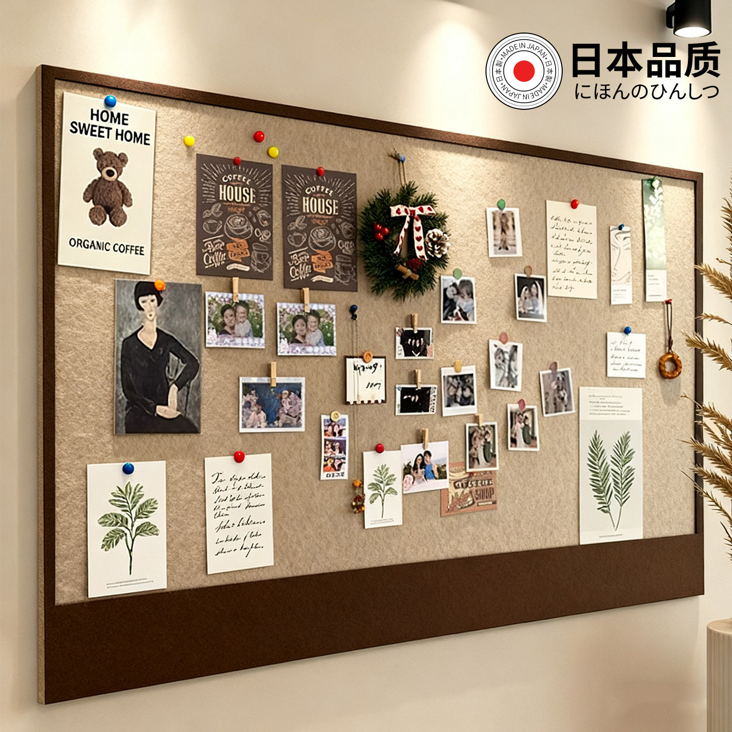 毛毡板走廊过道照片墙背景板免打孔软木板拍立得相片挂墙上展示板毛粘