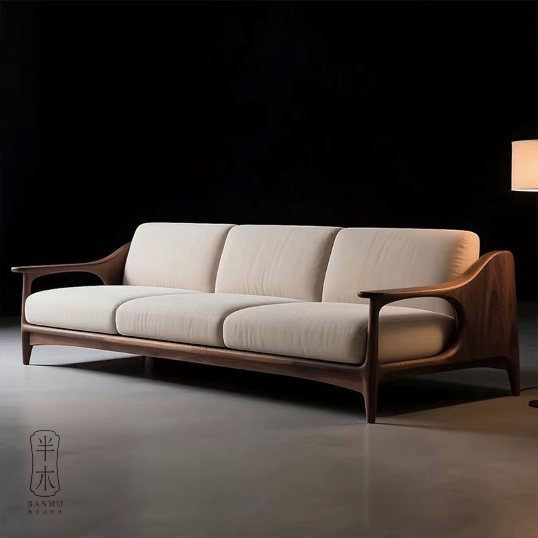 中古风美学北美黑胡桃木沙发布艺