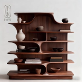 新中式 北美黑胡桃木博古架禅意高端定制置物架隔断茶叶柜高端 宋式