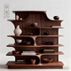 新中式 宋式 北美黑胡桃木博古架禅意高端定制置物架隔断茶叶柜高端