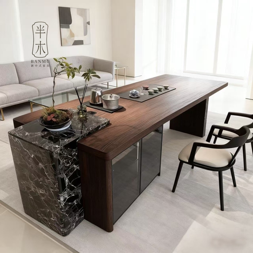 现代北美黑胡桃木茶桌轻奢泡茶台