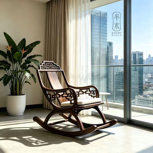 中古风实木摇摇椅家用阳台休闲椅