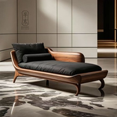 宋式 美学休闲贵妃榻实木躺椅卧室北美黑胡桃木客厅别墅沙发榻定制