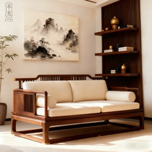 宋氏美学北美黑胡桃木沙发全实木新中式别墅客厅直排沙发简约家具