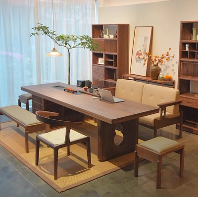 新中式黑胡桃木全实木茶桌泡茶台