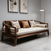 宋式 美学北美黑胡桃木直排沙发实木布艺别墅客厅大小户型沙发定制