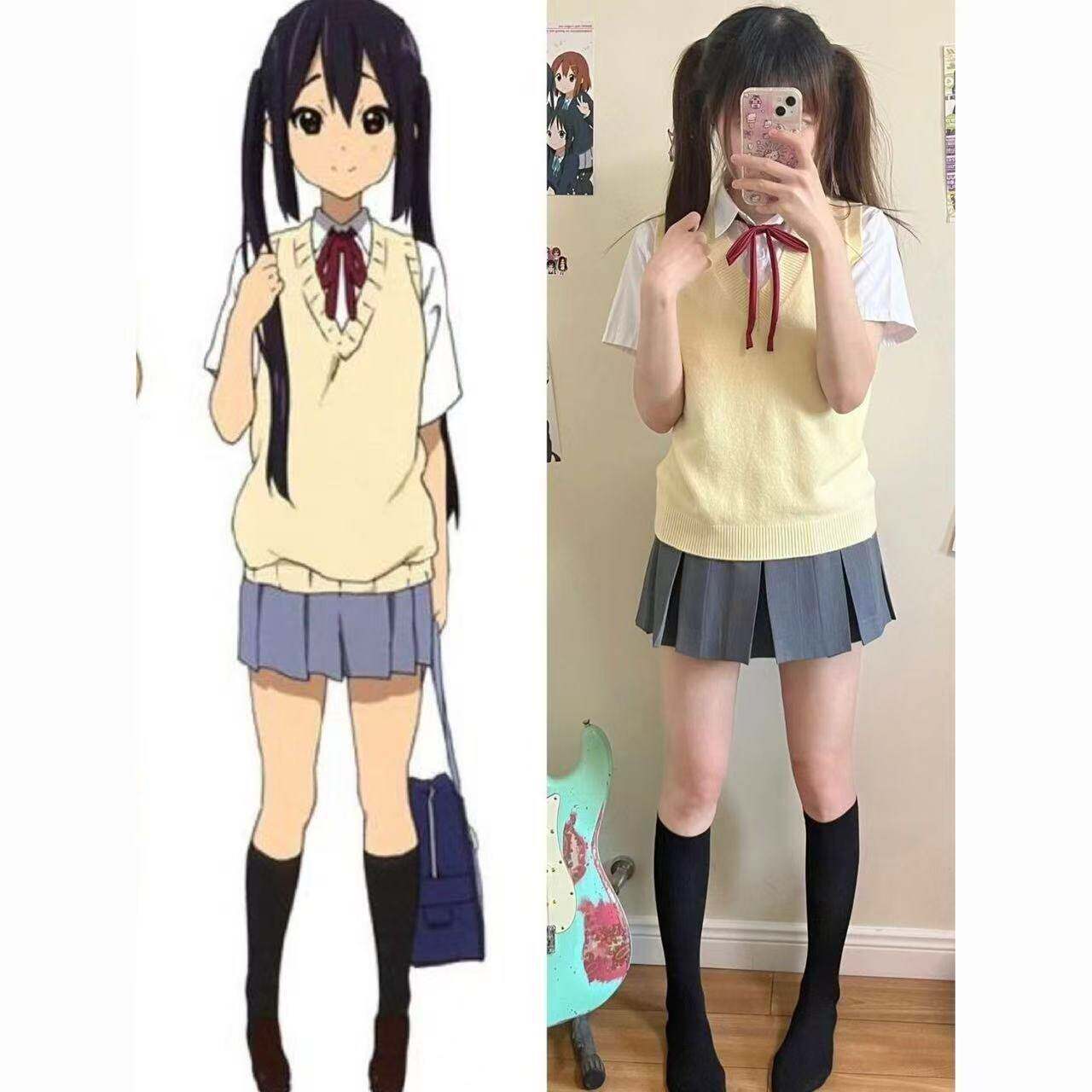 轻音少女cos服秋山澪cos服中野梓jk制服针织学院日系毛衣裙子套装