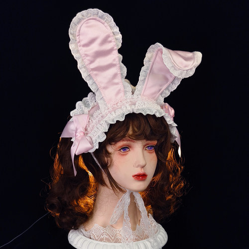 粉色兔耳发带doll感lolita百搭日常茶会可爱非bnt