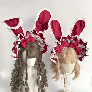 原创手作可爱波奈特Lolita兔耳朵 doll 蕾丝日常bnt 多色现货