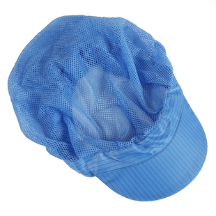 防静电帽子透气工作帽全网帽静电帽蓝色男女士无尘帽大工帽防尘帽