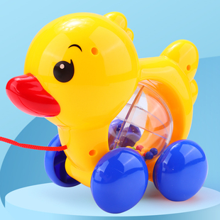 儿童拖拉玩具宝宝学步牵引小鸭子拉线响铃拉着走的动物狗拉绳一岁