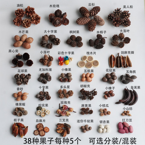 天然橡果松果豆荚娃娃装饰材料包