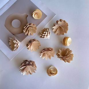 【木花】diy手工装饰玫瑰花朵幼儿园环创干花材料室内挂饰木卷花