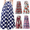 Women 's White Contrast Polka Dot Print Maxi Skirt Retro Skirts
