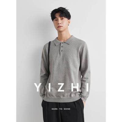 亦止男装美式休闲长袖翻领针织衫男春秋季2025新款时尚毛衣男上衣