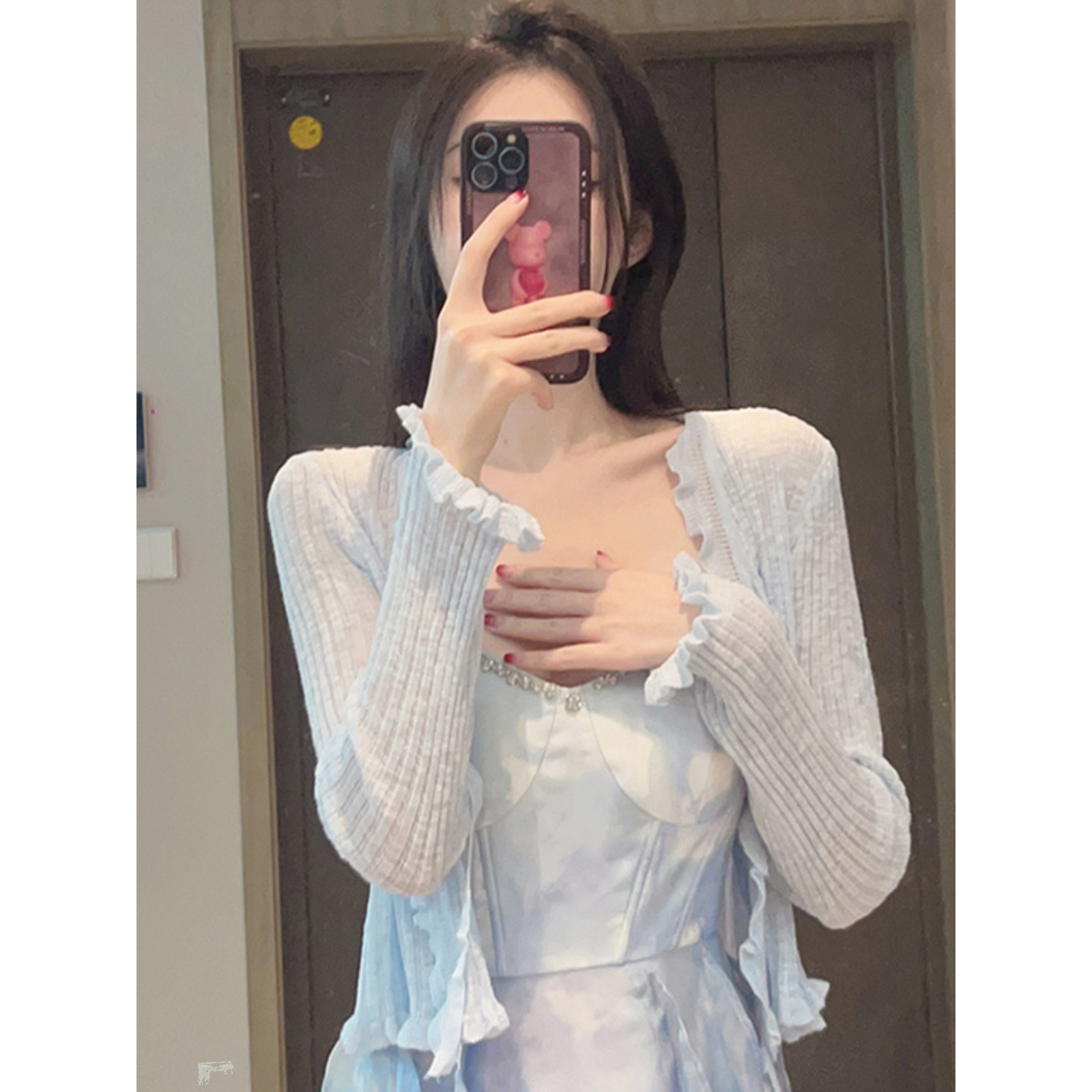 木耳边冰丝防晒衣女款夏薄开衫外毛针织衫