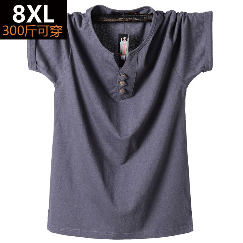 8XL特大码胖爸爸男装加肥加大肥佬宽松美式休闲短袖T恤衫300斤夏,男装,T恤,淘宝优惠券,粉丝福利购,淘宝优惠卷