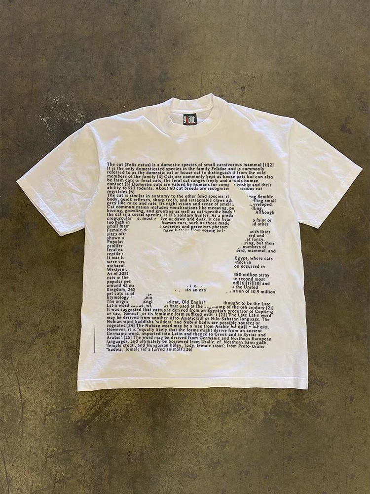 搞钱做慈善 3A260克纯棉双纱！猫猫分析小众学生情侣款百搭设计感