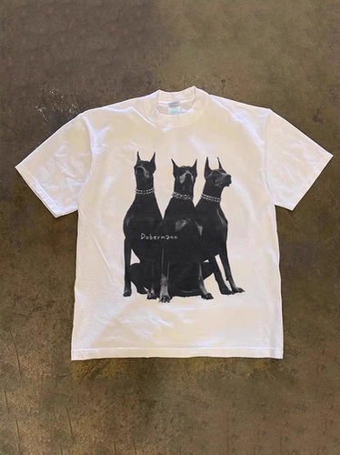 搞钱做慈善 260克重磅纯棉！Doberman杜宾犬T-shirt短袖T恤