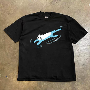 搞钱做慈善 260克重磅纯棉！美式oversize情侣款女宽松短袖T恤男