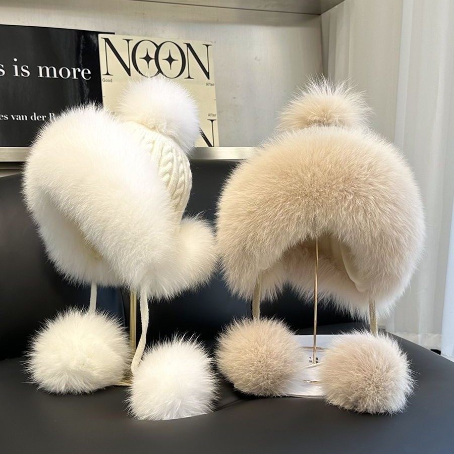 冬季新款狐狸毛仿皮草韩版加绒毛线帽甜美可爱护耳保暖女毛毛帽子,服饰配件/皮带/帽子/围巾,帽子,淘宝优惠券,粉丝福利购,淘宝优惠卷