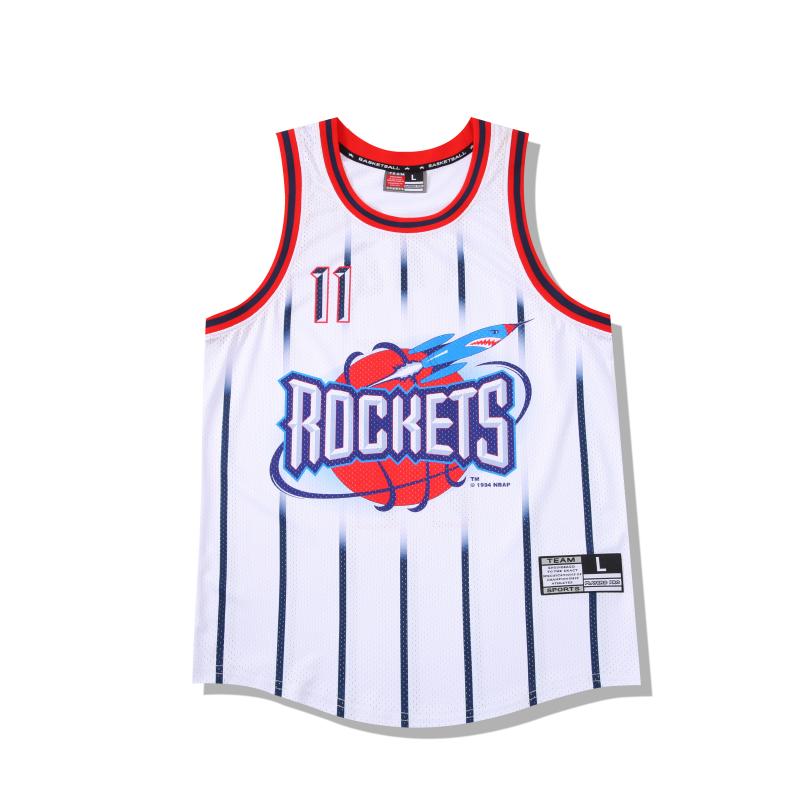 健身训练NBA复古球衣火箭队11号SW球迷版男款篮球服Mitchell Ness
