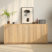 白蜡木餐边柜清木堂日式 原木定做定制隔栅门餐厅收纳储物柜 新中式