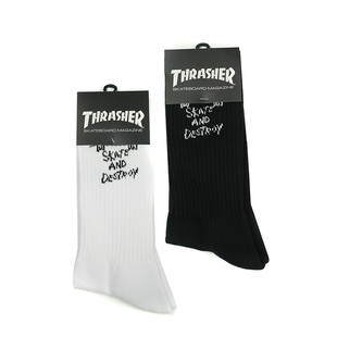 THRASHER 日版黑白线条小人爬墙印花袜子 GONZ SAD SOCKS