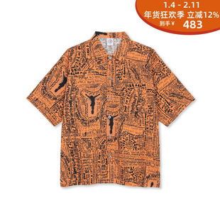 POLAR 24SS 人像文字涂鸦满印短袖衬衫 EXIST BOWLING SHIRT 街头