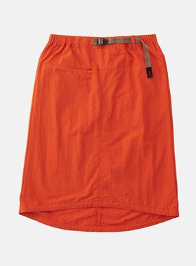 GRAMICCI 25SS 橙色可收纳尼龙中长裙NYLON PACKABLE MIDI SKIRT