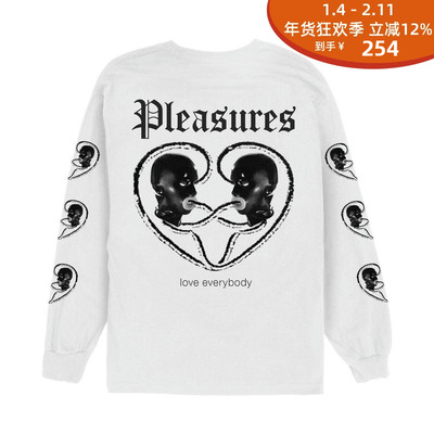 PLEASURES对称连线心印花长袖