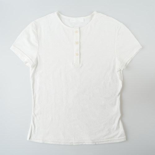 CELLAGING白色基础纽扣短袖T恤