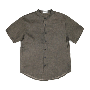 CELL AGING 24SS 棕色亨利领短袖衬衫 HENRY COLLAR SHIRT
