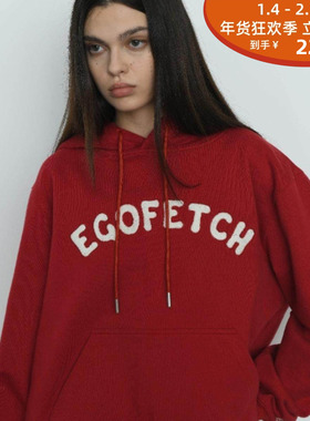 EGO FETCH 字母刺绣帽衫 LETTER HOODIE 休闲宽松连帽卫衣 24AW