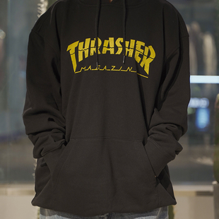 火焰滑板卫衣 HOODIE THRASHER 印花做旧连帽衫