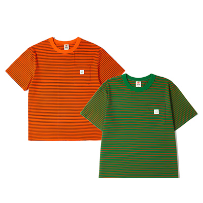 fRUITYSHOP 红绿两色条纹印花短袖STRIPED PRINT S/S TEE