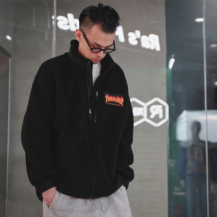 摇粒绒夹克 款 FLEECE 经典 火焰滑板 JACKET THRASHER