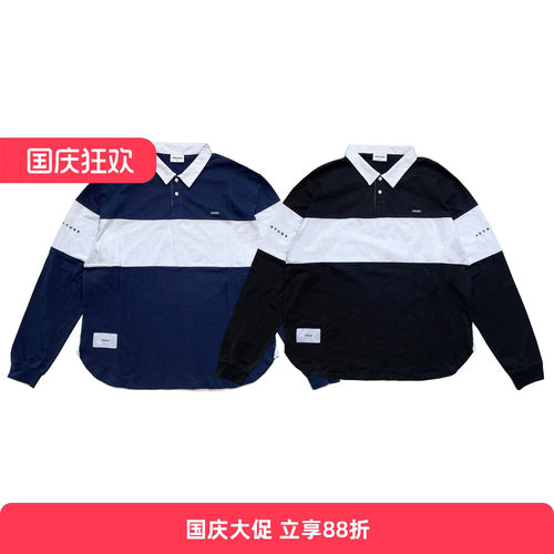 RADIUM拼接休闲长袖POLO衫