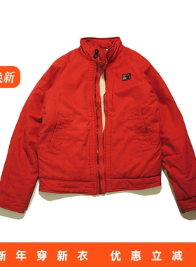 RADIUM红色加厚男装冬装潮牌全棉羊羔绒保暖本命年外套棉衣圣诞