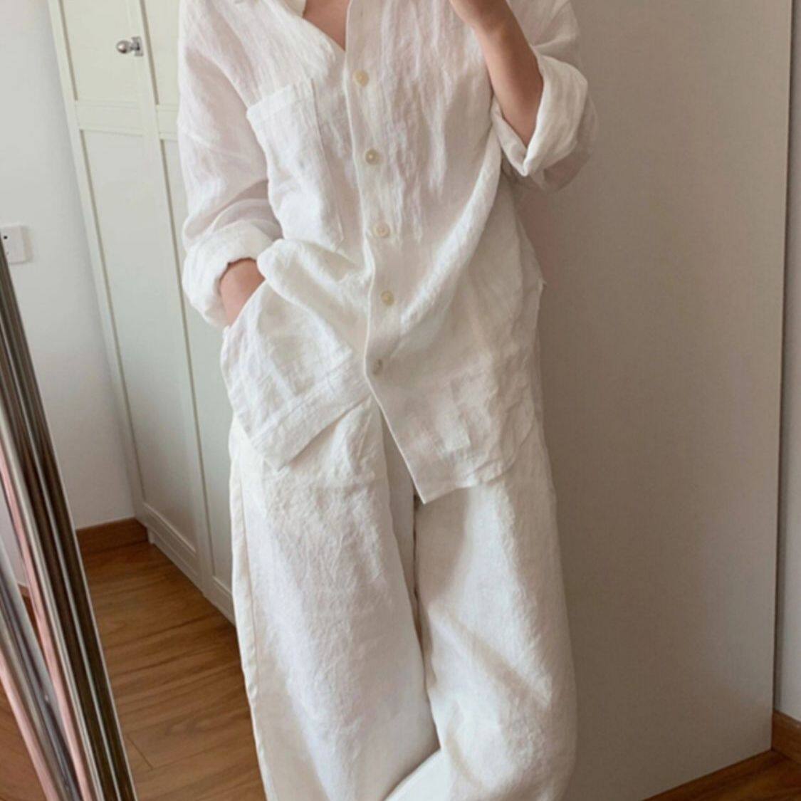 睡衣女春秋季新款韩版简约休闲