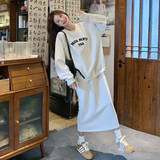 灰色休闲运动套装裙女入秋穿搭一整套韩系慵懒风超好看卫衣半身裙，女装套装/套裙，2B193