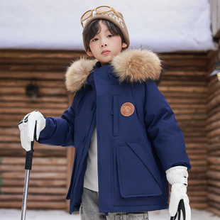 7儿童羽绒服9男童中长款10冬装加厚保暖14工装风15岁外套冬季新款