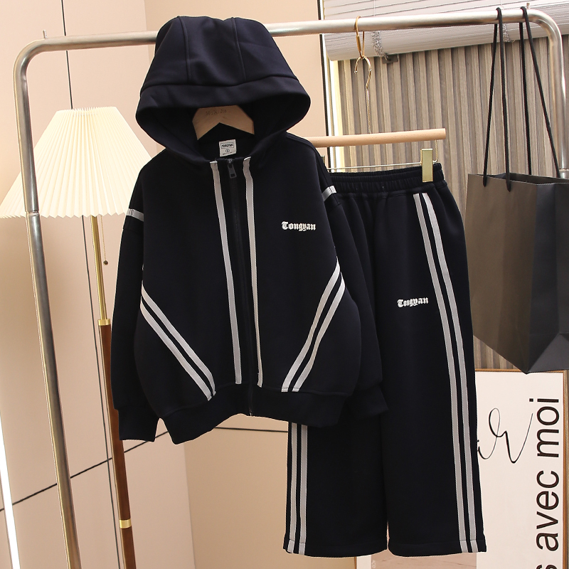 男童春秋款套装2025新款12运动秋季15岁大童男装青少年潮牌儿童装