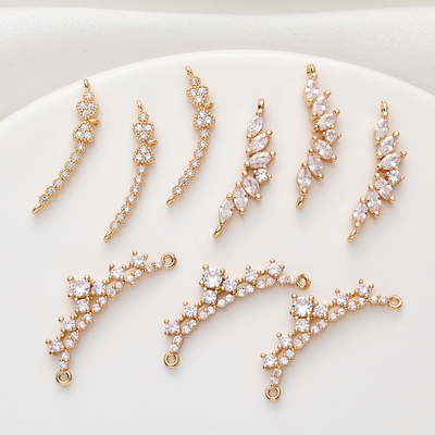 临兰铜包金镀金锆石双环微笑项链