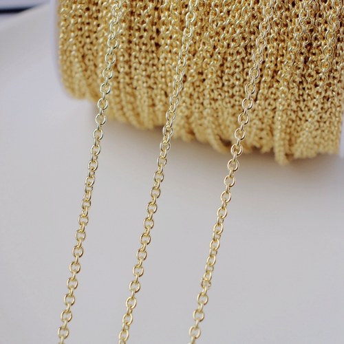 14K包金镀金保色粗款十字圆O链3mm制作diy手链脚链毛衣链配饰材料