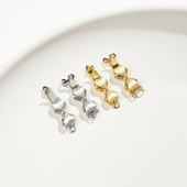 18K包金镀金保色拉丝爱心桃心蝴蝶结插扣diy珍珠项链手链链接扣头