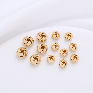 14K包金镀金保色丝带隔珠diy手工串珠手链项链配珠镂空盘珠6/8mm