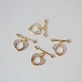 14K包金镀金保色爱心镶锆石OT扣寓意一箭穿心diy珍珠手链链接扣头