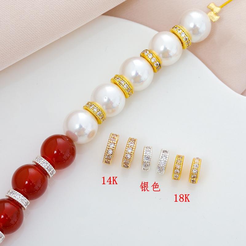 14K18K包金镀金镀银保色镶钻白锆石隔片车轮隔珠diy手工串珠配珠图片