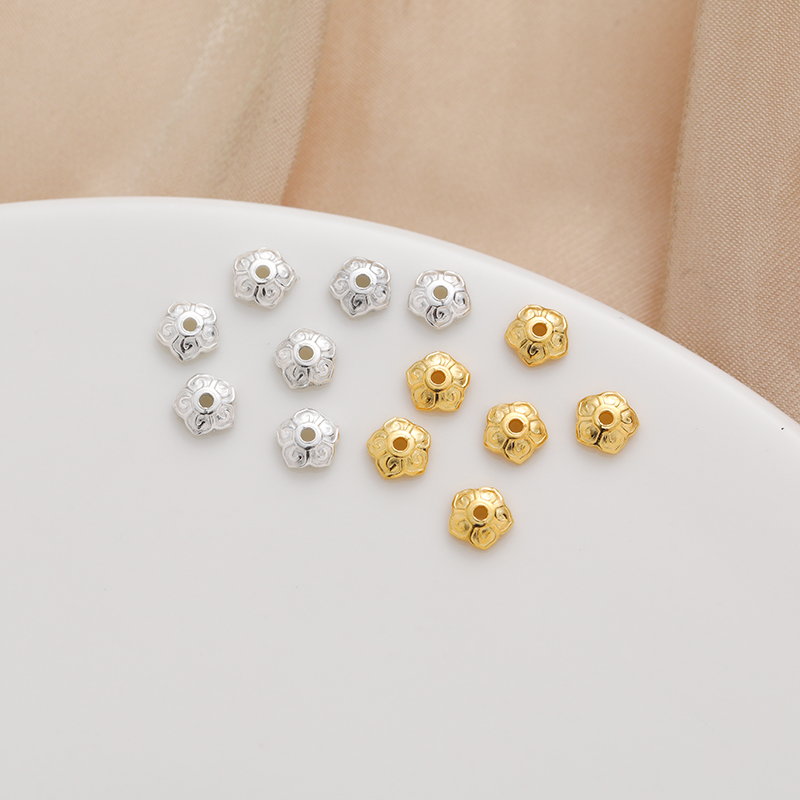 临兰S925银镀金花托花帽